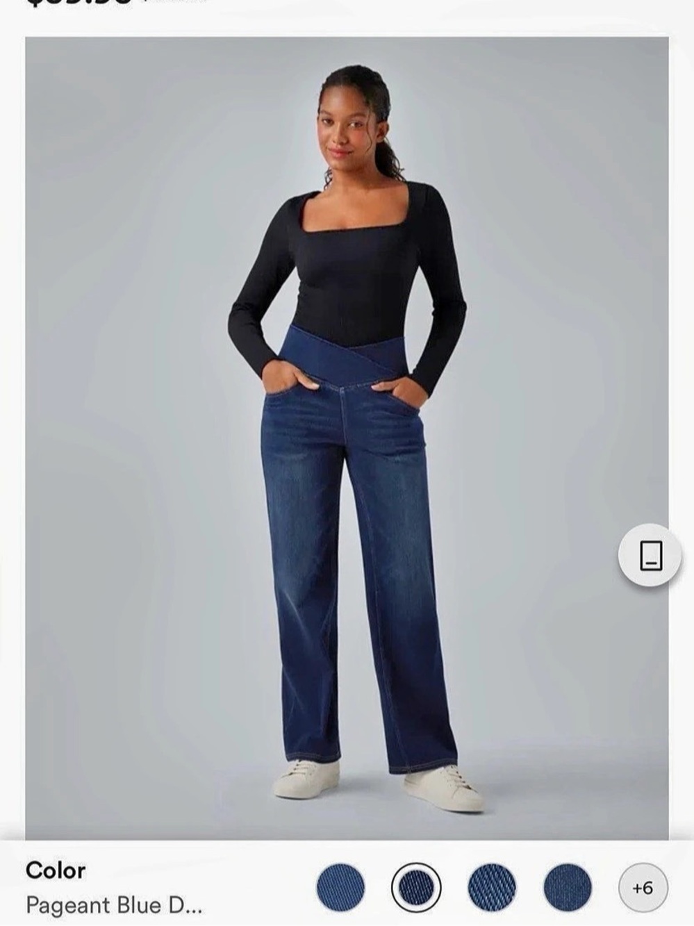 Halara Flex X™ Denim Crossover High Waisted Tummy Control Casual Straight Leg